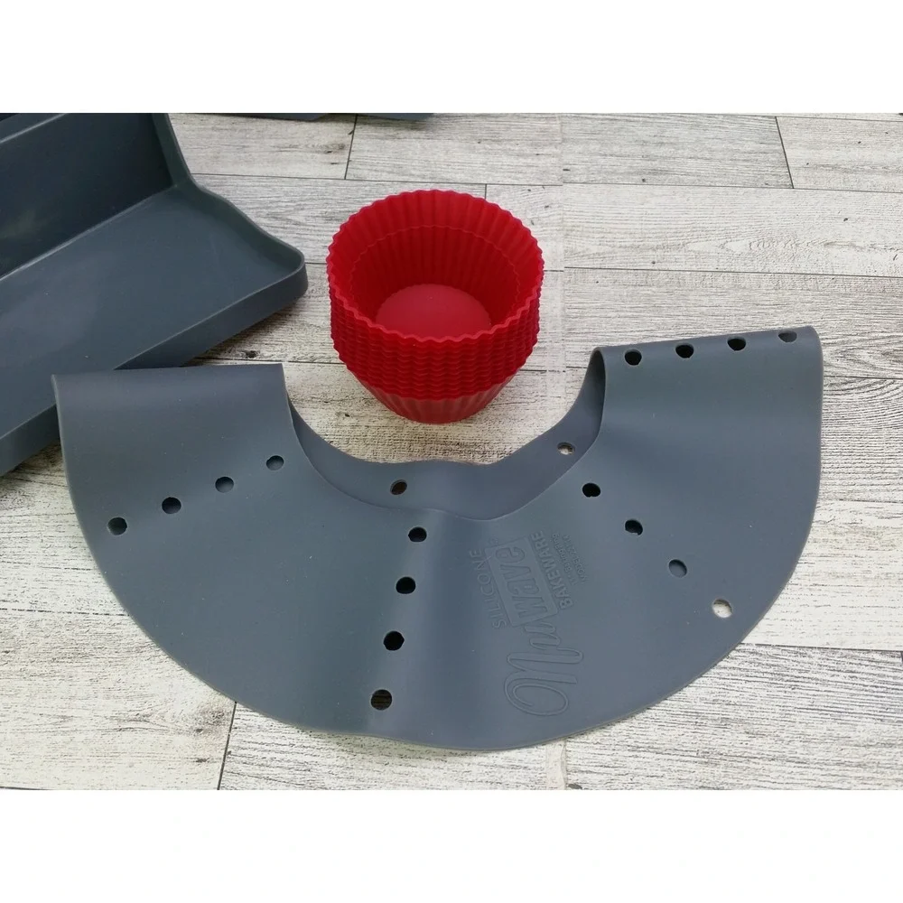 Nuwave Silicon Bakeware Set Bake Pan Divider Ring Cupcake Liners and Baking Book